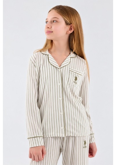 U.s. Polo Assn. Kız Çocuk Modal Pamuklu Kışlık Önden Düğmeli Uzun Kol Regular Fit Pijama Takım Yeşil U.s. Polo Assn. Kız Çocuk Modal Pamuklu Kışlık Önden Düğmeli Uzun Kol Regular Fit Pijama Takım Yeşil