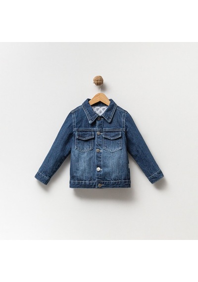 Overdo Kids Unisex 1-4 Yaş Basic Çocuk Kot Ceket Koyu Mavi