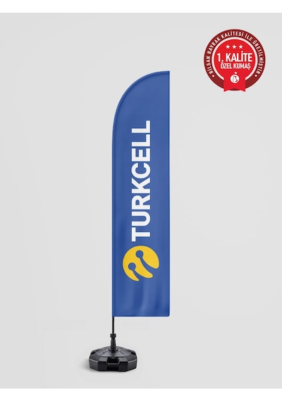 Turkcell Logolu Yelken Bayrak Set No:2 - Raşel Kumaş 1. Kalite 75 x 300 CM
