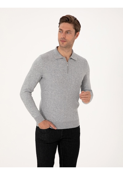 Pierre Cardin Erkek Açık Gri Melanj Kazak /triko 50315729-vr091 Açık Gri Melanj