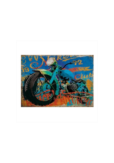 Bedeko Mavi Motosiklet Model Ahşap Tablo 35 Cm X 50 Cm