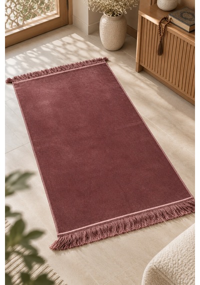 Düz Velur Kadife Seccade 70x110 Cm Gül Kurusu