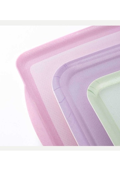 Tantitoni Melamin Tea Desenli 3lü Kaydırmaz Tepsi 25-36-43cm Elvin Home Concept Çok Renkli