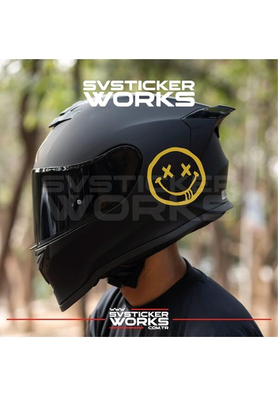 Smile Yazılı Kask Sticker Tüm Kasklar Uyumlu Tek Yön 1 Adet Altın