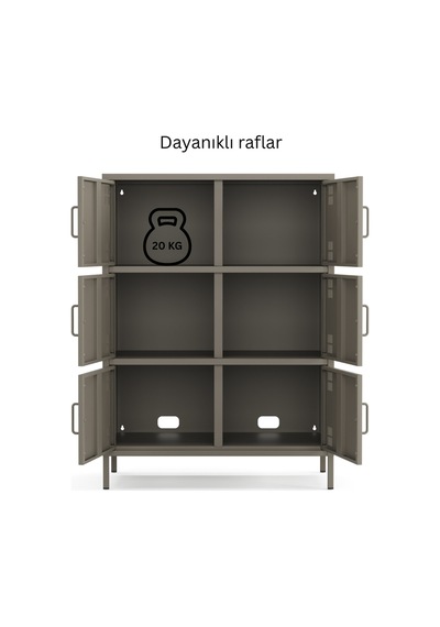 Pera Metal Çok Gözlü Dolap, 6 Kapaklı 80,50 X 40 X 109,50 Cm Ral 7039 Acıbadem Antrasit Pera Metal Çok Gözlü Dolap, 6 Kapaklı 80,50 X 40 X 109,50 Cm Ral 7039 Acıbadem Antrasit