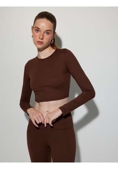 Koton Crop Spor Tişört Bisiklet Yaka Uzun Kollu Yumuşak Tuşe Slim Fit Kahverengi 5wak10302nk Kahve Koton Crop Spor Tişört Bisiklet Yaka Uzun Kollu Yumuşak Tuşe Slim Fit Kahverengi 5wak10302nk Kahve
