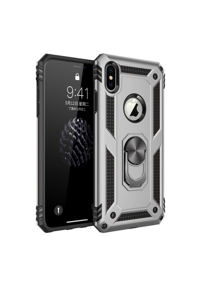 Apple iPhone Uyumlu X Kılıf Sofya Yüzüklü Silikon Kapak - Gümüş Bzsxx00 1