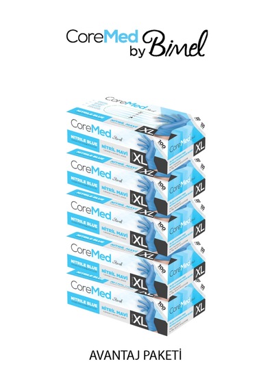 Nitril Mavi Muayene Eldiveni Xl - 5 Paket 100 Lü