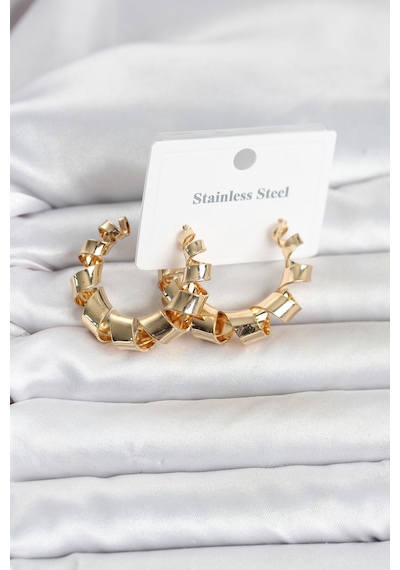 316l Çelik Gold Renk Spiral Halka Kadın Küpe - Çok Renkli