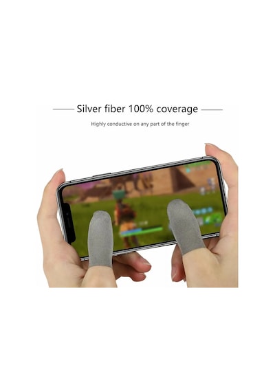 N1 Gümüş Fiber Ultra Hassas Kaydırmaz Nefes Alan E-spor Pubg Oyun Parmak Eldiveni + Taşıma Kutusu