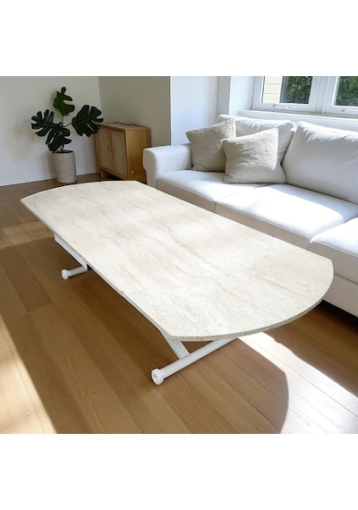 Oval Yan Baştan Açılır Akıllı Masa Üst Tabla Mdf Yüksekliği Ayarlanabilir Pratik Traverten Oval Yan Baştan Açılır Akıllı Masa Üst Tabla Mdf Yüksekliği Ayarlanabilir Pratik Traverten