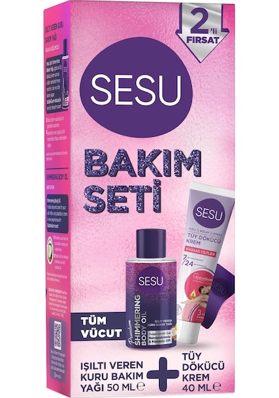 Sesu Tüy Dökücü Krem & Kuru Bakım Yağı Premium Bakım Seti