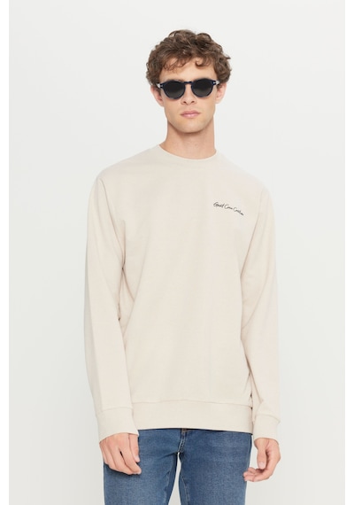 AC&Co / Altınyıldız Classics Erkek Bej 2 İplik Pamuklu Standart Fit Normal Kesim Rahat Bisiklet Yaka Sweatshirt Bej
