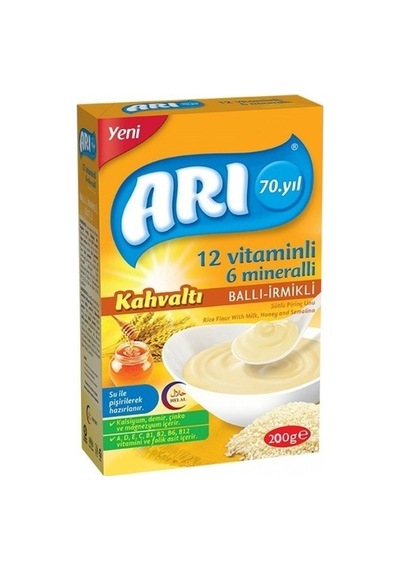 Arı Kahvaltı 12 Vitaminli 6 Mineralli Sütlü Ballı İrmikli 6+ Ay Pirinç Unu 200 G