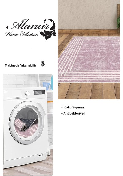 Dekoreko Kaymaz Taban Djt Salon Halısı Star Pamuk Modern M5142 pudra