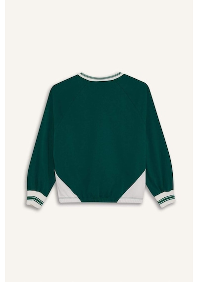 Defacto Kız Çocuk Oversize Geniş Kalıp V Yaka Baskılı Okul Sweatshirt F7583a825augn651 Yeşil