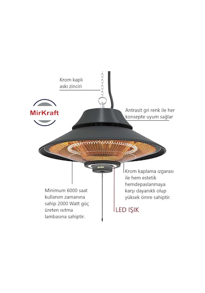 Mirkraft Elirg Light 2000 W LED Işıklı Infrared Isıtıcı
