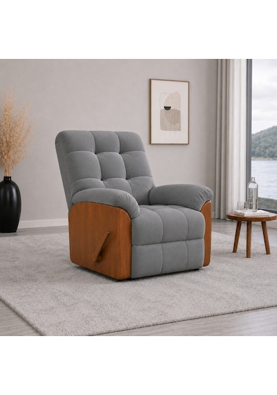 Smarto Relax Ticino Manuel Mekanizmalı Ayak Uzatmalı Ahşap Yan Panelli Polyester Tv Koltuğu Baba Koltuğu Gri