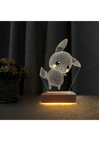 3D Dekoratif Masa Lambası Çocuk Odası Pikachu Gece Lambası