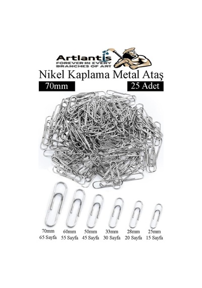 Büyük Metal Ataş No 7 70 Mm 25 Li 1 Paket Nikel Kaplama Metal Ataç Dayanıklı Paslanmaz 65 Sayfa Kapasite Jumbo Dev Ataş