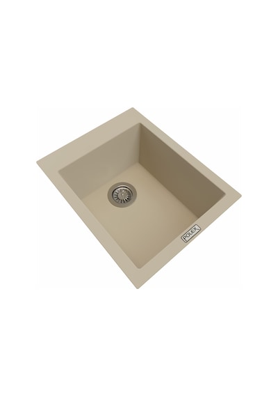 Polex Cristalüx Granit Evye P-05 Bej Tezgah Altı Ve Tezgah Üstü Kare Mutfak Evyesi 41x51 CM