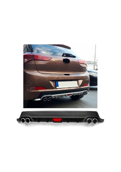 Hyundai İ20 Uyumlu Body Kit Difüzör 4 Çıkış Yuvarlak Siyah Model 2