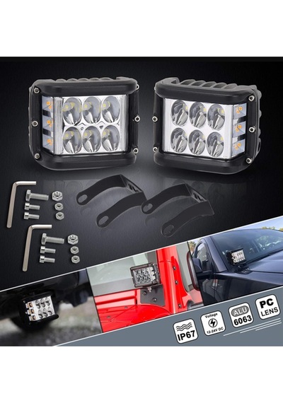 Offroad Uyumlu Tepe Sis Lambası Off Road Sis Lambası 12 Led 36w Aliminyum Kasa Set 2 Adet