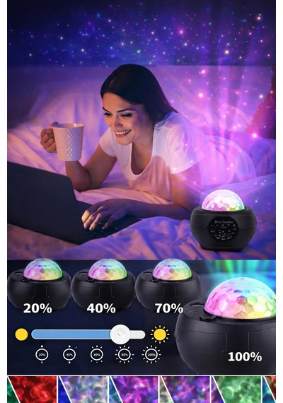 Samsung Uyumlu Galaxy Cover Projektör Bluetooth Hoperlör Sese Duyarlı Disko Parti Gece Lambası Tavan Aydınlatıcı