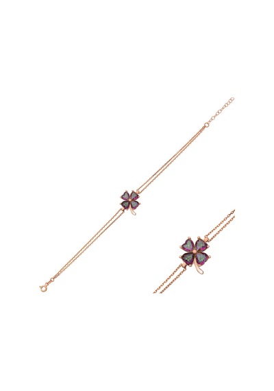 Gümüş Rose Mistik Topaz Yonca Bileklik Gümüş Gümüş