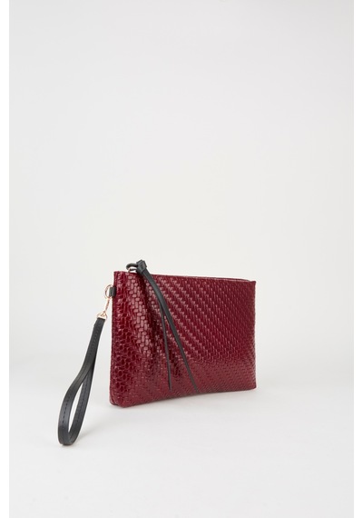 Vivaq Kadın Bellis Örgü Bordo Astarlı Suni Deri Bilek Askılı Portföy El Ve Clutch Çanta