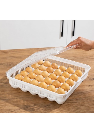 Vc-724 Peggy 30 Bölmeli Kapaklı Yumurta Kutusu Yumurtalık Buzdolabı Organizeri Saklama Kabı Çok Renkli