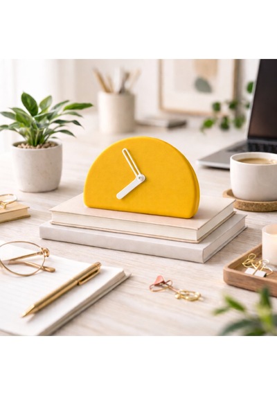 Modern Minimalist Yarım Daire Masa Saati - 5 Renk Seçeneği Sarı