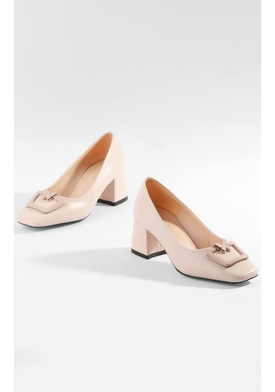 Paris Shoes Paris Bej Kelebek Detaylı Aksesuarlı Topuklu Ayakkabı W24101-bej Bej