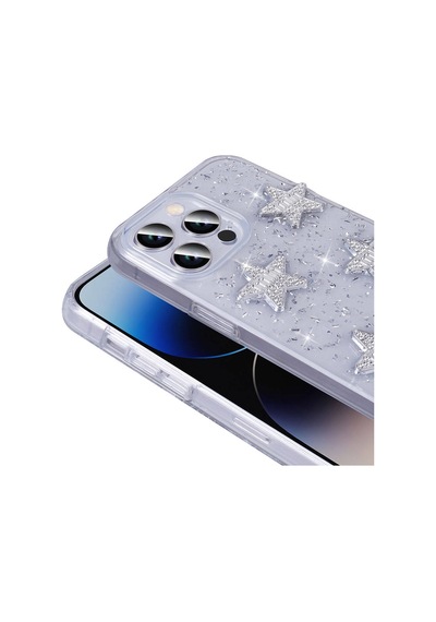 Apple Uyumlu iPhone 14 Pro Max Kılıf Airbagli Simli Arka Yüzey Tchs Işıltı Silikon Kapak - Lila Lila