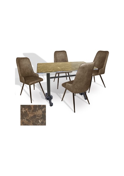 Çipa - Çırağan Mutfak Masa Takımı - 70x120 Werzalit, Wermodin Ve Allzalit Tabla - Karacabey Mermer - Kahve Çok Renkli
