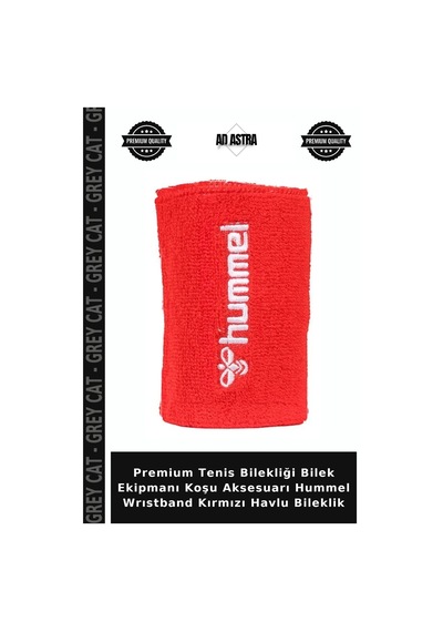 Premium Tenis Bilekliği Bilek Ekipmanı Koşu Aksesuarı Hummel Wrıstband Kırmızı Havlu Bileklik