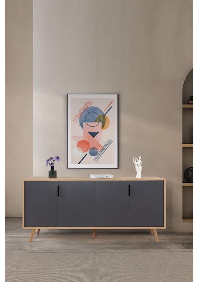 4816 Sırma 180 Cm Ahşap Ayaklı , Metal Kulplu Konsol , Safir - Antrasit , Salon , Oturma Odası Safir - Antrasit 4816 Sırma 180 Cm Ahşap Ayaklı , Metal Kulplu Konsol , Safir - Antrasit , Salon , Oturma Odası Safir - Antrasit