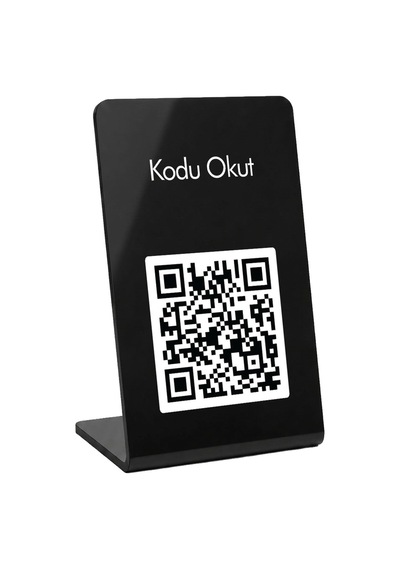 Meo Kodu Okut Standı - Qr Kodlu Masaüstü Pleksi Stand Siyah