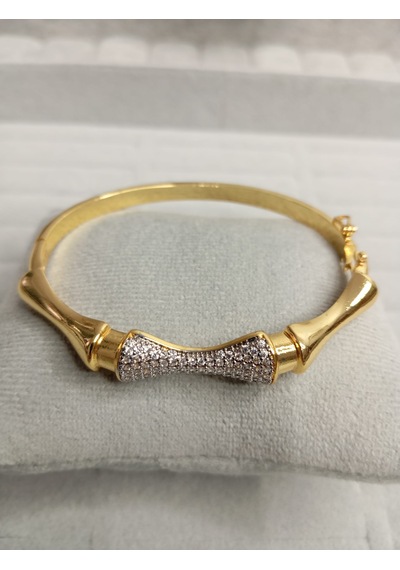 Zirkon Taşlı Gold Renk Kelepçe Bileklik Gold