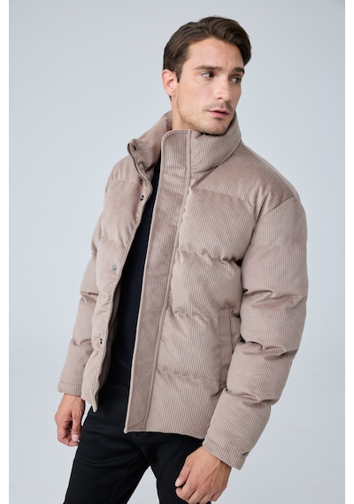 Danger Erkek Su Geçirmez Kadife Puffer Şişme Mont Bej 4346dngr