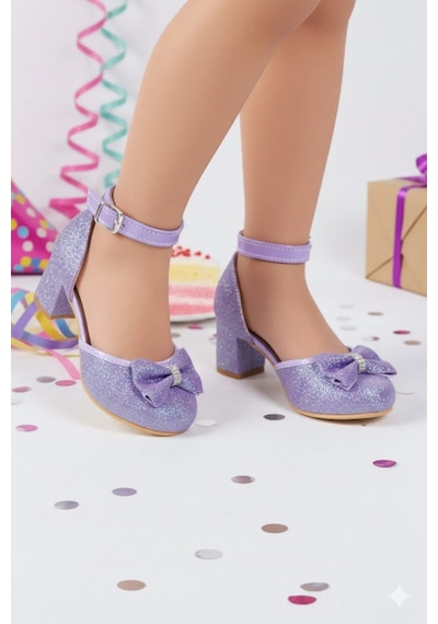 Nese Shoes Kız Çocuk Fiyonklu Prenses Topuklu Ayakkabı Mormor