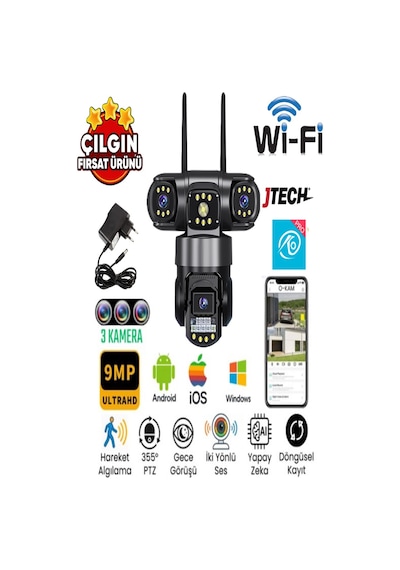 O-kam 6030 3mp+3mp+3mp 9mp Wi-fi 3 Lens Alert Ptz