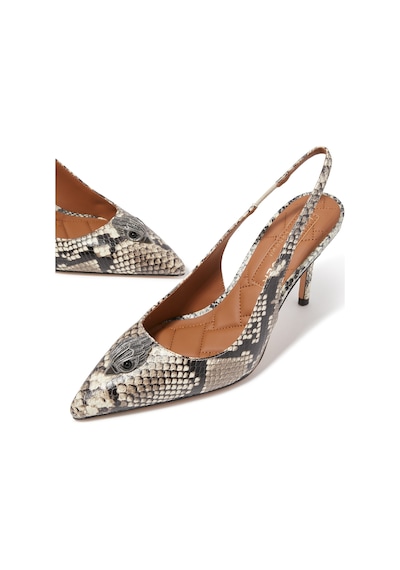 Kurt Geiger Yüksek Topuklu Kahverengi Slingback Yılan Derisi Ayakkabı