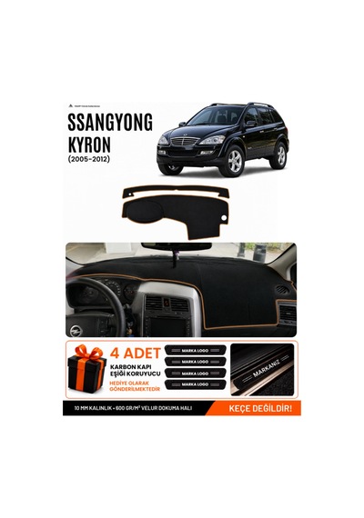 Ssangyong Kyron 2005-2012 Uyumlu Torpido Örtüsü, Torpido Kılıfı - Siyah Kahverengi
