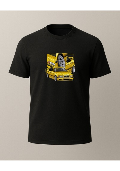 Sarı Bemeve Baskılı T-shirt Siyah