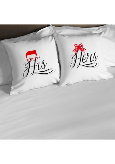 Kişiye Özel İkili His & Hers Beyaz Yastık Kılıfı