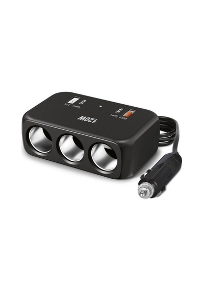 Olesson 1656 2xtype-c+ 2xusb 120watt 3 Çakmak Girişli Kablolu Çakmak Çoklayıcı