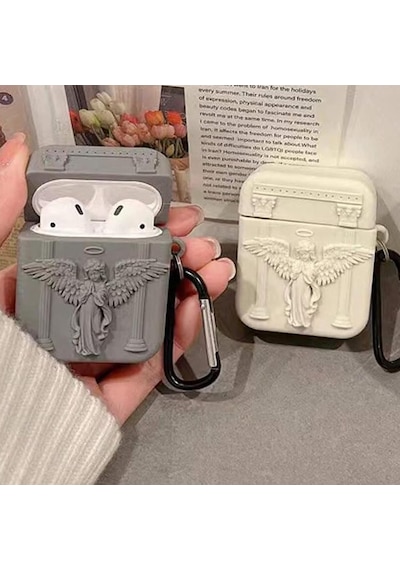 Airpods İle Uyumlu 3.nesil True Wireless Earbuds Sert Kulaklık Kılıfı Yumuşak Soft Dokunuş Karakter Görünümlü Cartoon Kılıf Crema Angel, Airpods 3. Nesil