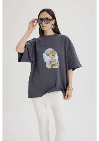 Mai Studios Co. Mood Oversize Füme T-shirt Füme