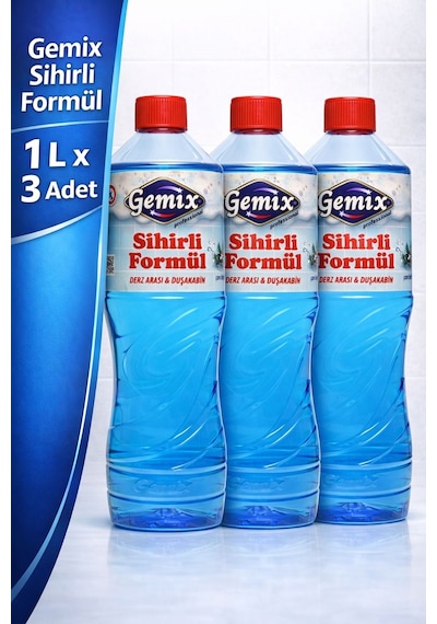 Gemix SihirliMavi Su Derz Kalebodur Fayans Temizleyici 1litre X 3